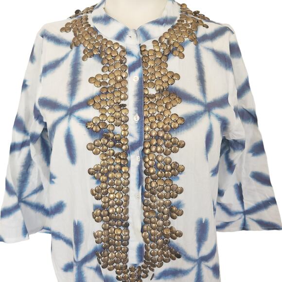 FIGUE Thandie Kaftan boho caftan tie dye beaded midi dress in Izu floral Size S - Picture 5 of 11